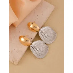 PASU FASHION Gold-Plated Artificial Stone Studded Contemporary Drop Earrings-picture-36