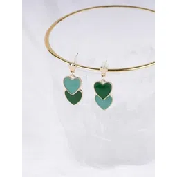 PASU FASHION Gold-Plated Artificial Stone Studded Heart Shaped Drop Earrings-picture-35