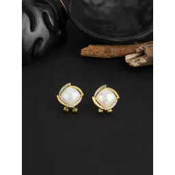 PASU FASHION Gold-Plated Pearls Beaded & Artificial Stones Studded Contemporary Studs-picture-30