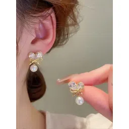 PASU FASHION Gold-Plated Pearls Beaded Contemporary Drop Earrings-picture-36