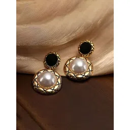 PASU FASHION Gold-Plated Pearls Beaded Contemporary Drop Earrings-picture-26