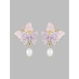 PASU FASHION Gold-Plated Pearls Beaded Quirky Shaped Drop Earrings-picture-19