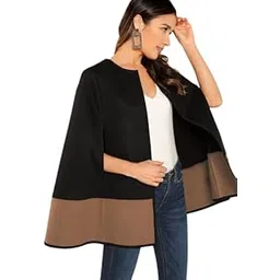 Patakadevi Winter Wear Soft Woolen & Warm Full Sleeve Solid Women's Long Coat (Black & Tan)-picture-50