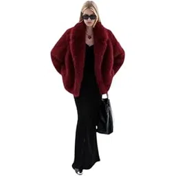 Patakadevi Women Solid Full Sleeve Faux Fur Standard Length Jacket For Winter(RED)-picture-29