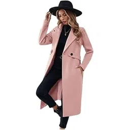 Patakadevi Women’s Light Pink Long Winter Overcoat | Soft Warm Tailored Jacket with Notched Lapel, Front Buttons & Side Pockets | Elegant Stylish Outerwear for Travel & | Sizes S-5XL-picture-23