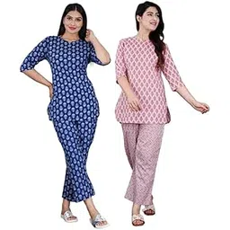 pataliya Cotton Printed Night Suit for Women's Shirt and Pyjama Sleep wear Set for Womens and Girls Combo Pack-picture-12