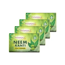 Patanjali Neem Kanti Herbal Body Cleanser Soap for Men and Women (150g, Pack of 4), Moisturizing & Deep Cleansing, Natural Neem Soap for Dry Skin image 1