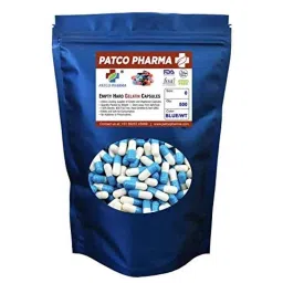 Patco Pharma 400-800mg Gelatine Blue &a; White Empty Capsule for Size 0 Capsule (Pack of 500)-picture-24