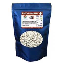 Patco Pharma 400-800mg Gelatine White Empty Capsule for Size 0 Capsule (Pack of 500)-picture-14