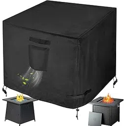 PatiosGuard Gas Fire Pit Table Cover Square 30 x 30 x 25 Inch - Waterproof 600D Heavy Duty Material, Windproof Designs, All Weather-Proof Protection for Patio Propane Firepits 30x30 / 28x28 Inch image 1