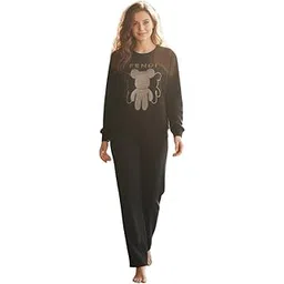 patolaswag Women’s Winter Premium Black Co-Ord Set Soft Fleece Warm Sweatshirt & Straight-Fit Pants | Stylish Graphic Casual Wear Tracksuit for Daily (IN, Alpha, L, Regular, Standard, Black)-picture-32