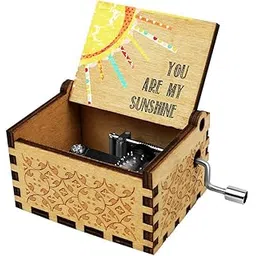 PATPAT Kid You Are My Sunshine Wood Music Box For Wife/Daughter/Son - Laser Engraved Vintage Wooden Hand Crank Music Box Gifts Foe Mothers' Day-picture-29