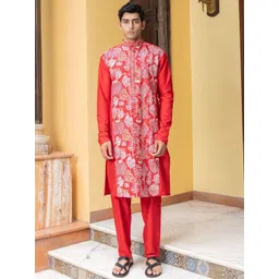PATR Men Embroidered Angrakha Kurta with Trousers-picture-46