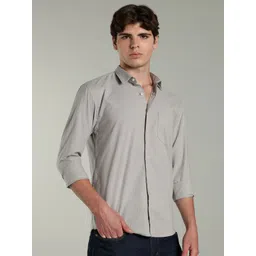 PAUL STREET Men Standard Slim Fit Vertical Striped Spread Collar Casual Shirt-picture-35