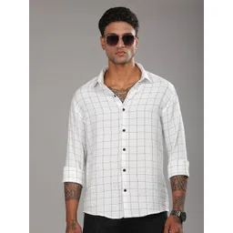 PAUL STREET Men Standard Slim Fit Windowpane Checks Checked Casual Shirt-picture-39