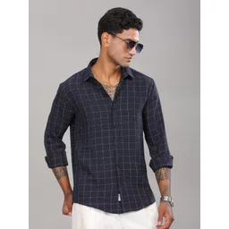 PAUL STREET Men Standard Slim Fit Windowpane Checks Opaque Checked Casual Shirt-picture-27