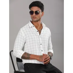 PAUL STREET Men Standard Slim Fit Windowpane Checks Opaque Checked Casual Shirt-picture-25