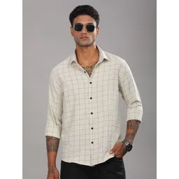 PAUL STREET Men Standard Slim Fit Windowpane Checks Opaque Checked Casual Shirt-picture-29