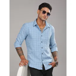 PAUL STREET Men Standard Slim Fit Windowpane Checks Opaque Checked Casual Shirt-picture-30