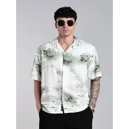 PAUL STREET Tintor Abstract Printed Cuban Collar Comfort Boxy Casual Shirt-picture-31