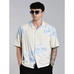 PAUL STREET Tropivo Floral Printed Cuban Collar Comfort Boxy Casual Shirt-picture-30