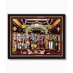 Pavan Photo Laminations Tirupati Balaji Padmavati Srinivasa Kalyanam Wall Painting Framed Home Decor (Wood,Matte,Brown,Small Size,6 x 8 Inch) B519S-picture-11