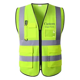 Payuh Jumbo V-Neck Zipper Closer PVC 50 mm (2 inch) Reflective Polyester Fabric Safety Jacket Green Free Size-picture-29