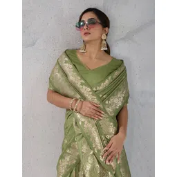 PBS PRINTS Floral Woven Design Zari Banarasi Saree With Blouse Piece-picture-34