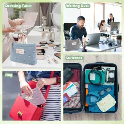 pbuspu 4 Pieces Small Cosmetic Bag, Purple, grey, green, blue, Small Cosmetic Bag image 5