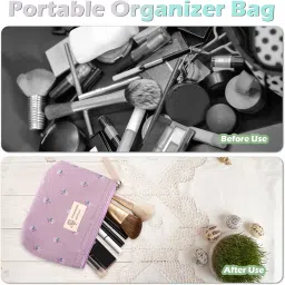 pbuspu 4 Pieces Small Cosmetic Bag, Purple, grey, green, blue, Small Cosmetic Bag image 3