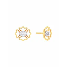 p.c. chandra jewellers P.C Chandra Jeweller 18k Unique Flower Shape Yellow Gold & Diamond Stud Earrings image 3