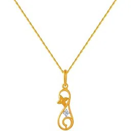 p.c. chandra jewellers 14k (585) Yellow Gold and American Diamond Pendant for Women-picture-29