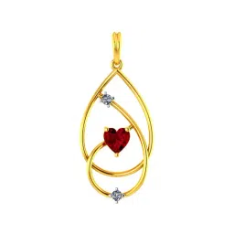 P.C. Chandra Jewellers 14k Yellow Gold & Studded Oval Shaped Pendant with A Mini Heart for Women & Girls-picture-43