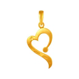P.C. Chandra Jewellers 14k Yellow Gold Asymmetrical Small Heart Pendant for Women & Girls-picture-30