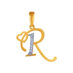 P.C. Chandra Jewellers 14k Yellow Gold Letter 'R' Heart Pendant for Women & Girls-picture-20