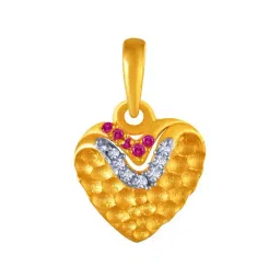 P.C. Chandra Jewellers 14k Yellow Gold Studded Heart-shape Pendant with Pink Stones for Women & Girls-picture-32