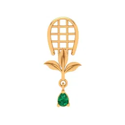 P.C. Chandra Jewellers 14k Yellow Gold Unique Leafy Motif Emerald Adorn Design Pendant-picture-34