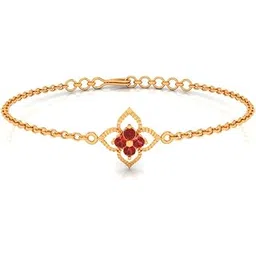 p.c. chandra jewellers 14Kt (585) Yellow Gold Bracelet Floral Designed Red Gems For Women & Girls - 1.3 Grams-picture-39