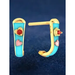 P.C. Chandra Jewellers 14KT Yellow Gold Heart-studded J-shaped Hanging Earrings-picture-17