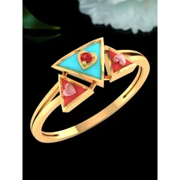 P.C. Chandra Jewellers 14KT Yellow Gold Ring Triangular Geometric Patterns on Top For Women & Girls-picture-15