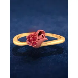 P.C. Chandra Jewellers 14KT Yellow Gold Ring With Rose Motif Red Stone for Women & Girls-picture-12
