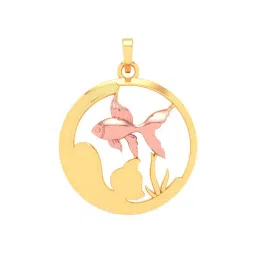P.C. Chandra Jewellers 18k Yellow Gold Circular Shaped Fish Bowl A Rose Fish Pendant-picture-19