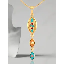 P.C. Chandra Jewellers 18KT Yellow Gold Enamel Droplet Pendant (Without Chain) for Women & Girls-picture-40