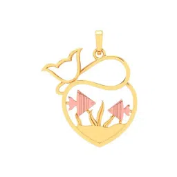 P.C. Chandra Jewellers 22k Yellow Gold Fish Bowl Shape Rose Fishes Cat Pendant-picture-35