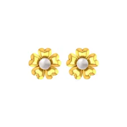 P.C. Chandra Jewellers 22k Yellow Gold Floral with An Elegant Pearl In The Middle Stud Earrings for Women & Girls-picture-20