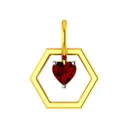 P.C. Chandra Jewellers 22k Yellow Gold Hexagon Pendant with A Read Heart Shaped Stone for Women & Girls-picture-29