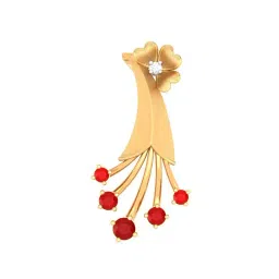 P.C. Chandra Jewellers 22k Yellow Gold Sacred Flower Red Stone Pendant-picture-17