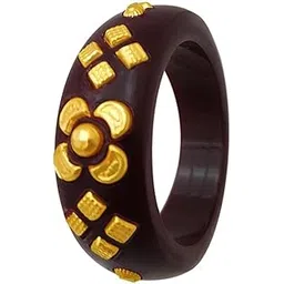 p.c. chandra jewellers 22KT (916) Yellow Gold Brown Synthetic Pola Ring With Floral Embellishments For Women & Girls (Size 14)-picture-29