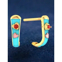 P.C. Chandra Jewellers 22KT Yellow Gold Heart-studded J-shaped Hanging Earrings-picture-28