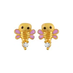 P.C. Chandra Jewellers 22KT Yellow Gold Stone Studded Earrings With Animated Butterfly Design-picture-38